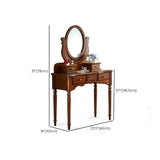 Solid Wood Makeup Table 57.08" H Makeup Vanity with 4 Drawers