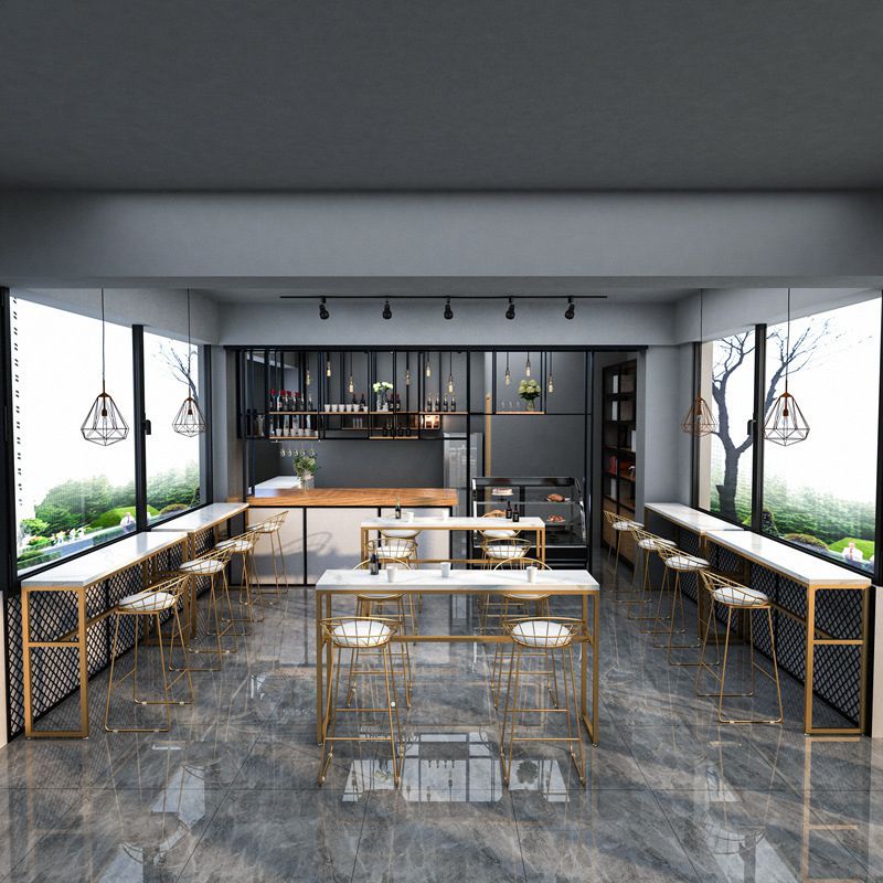 Faux Marble Bar Table Set Glam Style 1/3/5 Pieces Rectangle Counter Table Clearhalo 'Bar Furniture' 'furn' 'furn_home_bar_bar_sets' 'Furniture' 'Home Bars & Bar Sets' 'home_bar_bar_sets' 'Kitchen & Dining Furniture' 1200x1200_6a0d4b14-bd87-4eb7-8205-e67ec2200abe