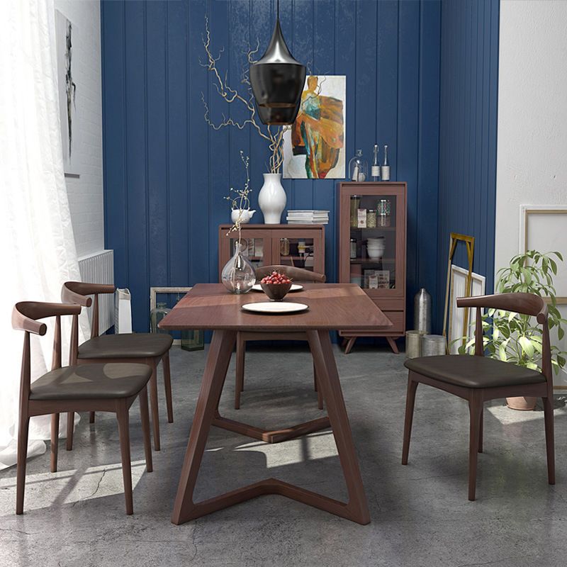 Contemporánea 1/4/5 Piezas Muebles Rectángulo Mesa de comedor de madera maciza colocada en marrón