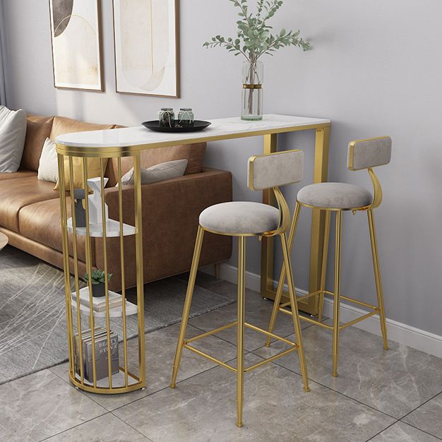 Glam Marble Pub Table with Specialty Table Top Gold Double Pedestal Table - 42" H Clearhalo 'Bar Furniture' 'Bar Tables' 'bar_tables' 'furn' 'furn_bar_tables' 'Furniture' 'furniture_bar_tables' 'Kitchen & Dining Furniture' 1200x1200_6a0e171b-c4bf-4a01-9a69-5976da2f7556
