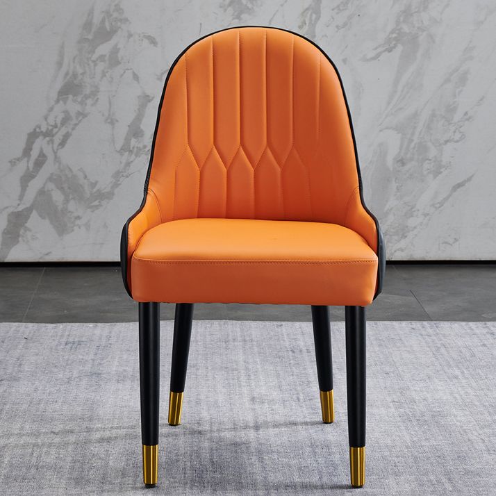 Glam Style Wood Chair Faux Leather Parsons Side Chair for Dining Room 20.8"x21.6"x35.4" Clearhalo 'Dining Chairs' 'Dining Tables & Seating' 'dining_chair' 'furn' 'furn_dining_chair' 'Furniture' 'furniture_dining_chair' 'Kitchen & Dining Furniture' 1200x1200_6a102593-54e4-4bc4-bc7a-6867f36bde92