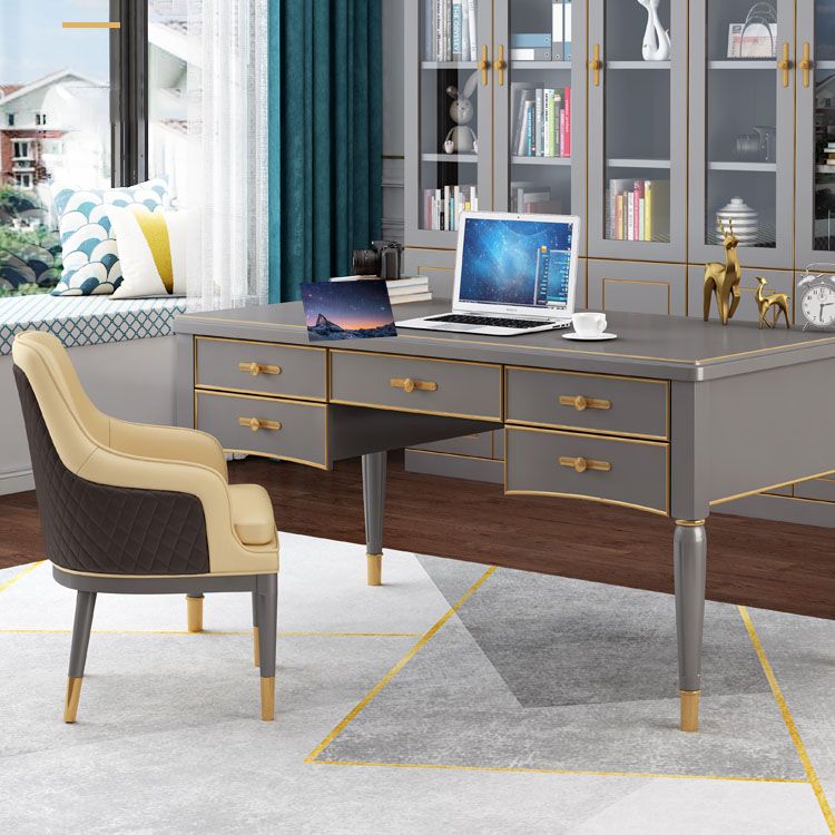 Glam -stijl Parsons schrijven bureau gebogen schrijfbureau met 3 laden