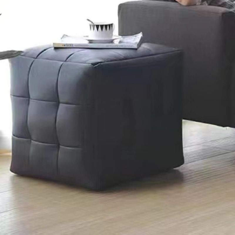 Contemporary Pouf Ottoman Genuine Leather Upholstered Tufted Square Ottoman Clearhalo 'furn' 'furn_ottomans_poufs' 'Furniture' 'Living Room Furniture' 'Ottomans & Poufs' 'ottomans_poufs' 1200x1200_6a1496b3-8998-4ea1-aa37-8812a7fa50cf