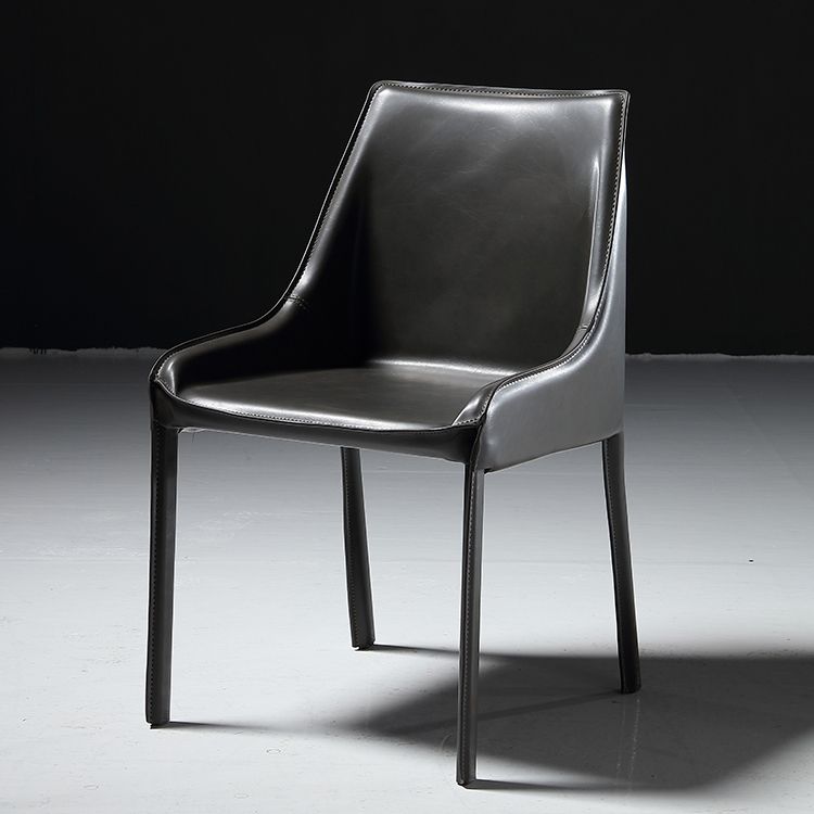 Industriële keuken Dining zijstoel Parsons stoel in zwarte afwerking