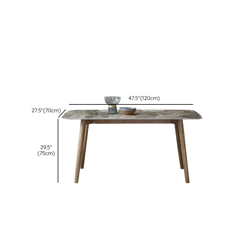 Mid-Century Modern Stone Dining Table Rectangle Dining Table with Solid Wood Legs Clearhalo 'Dining Tables & Seating' 'Dining Tables' 'dining_table' 'furn' 'furn_dining_table' 'Furniture' 'Kitchen & Dining Furniture' 1200x1200_6a164bdc-38ff-49bd-9731-e4a8cca90a17