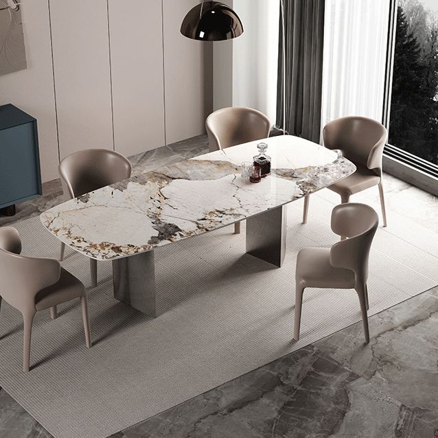 Rectangle Sintered Stone Dining Table Modern Table in White with Metal Double Pedestal Clearhalo ' dining_table' 'Dining Tables & Seating' 'Dining Tables' 'furn' 'furn_dining_table' 'Furniture' 'furniture_dining_table' 'Kitchen & Dining Furniture' 'kitchen&dining_furn' 'kitchen' 'kitchen_dining_table' 1200x1200_6a17b903-b97c-4129-a768-89169ec6b986