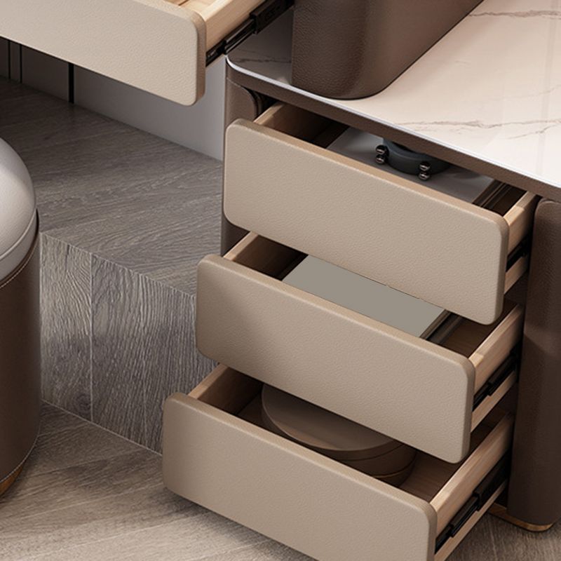 2/5 Schublade fester Holzverkesseltisch Brauner Make -up -Eitelkeitstisch