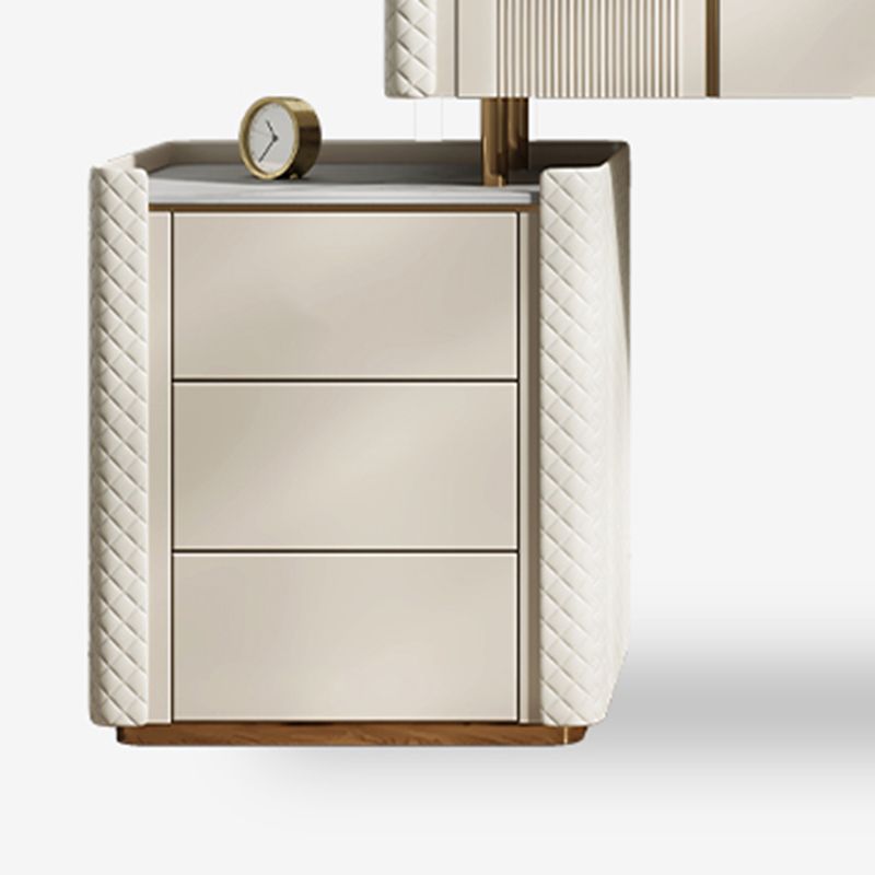 Slate Top Vanity Dressing Table Set Glam Solid Wood Makeup Vanity Set