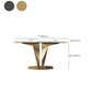 Glam Rectangle Console Table with Stain Resistant Stone for Hall