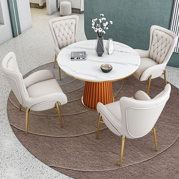 Modern Style Sintered Stone Dining Set with Round Shape Dinette Set with Pedestal Base Clearhalo 'Dining Room Sets' 'Dining Tables & Seating' 'dining_room_set' 'furn' 'furn_dining_room_set' 'Furniture' 'furniture_dining_room_set' 'Kitchen & Dining Furniture' 'kitchen&dining_furn' 'kitchen' 1200x1200_6a1ba565-368b-42cb-94e5-0502cb899b3a