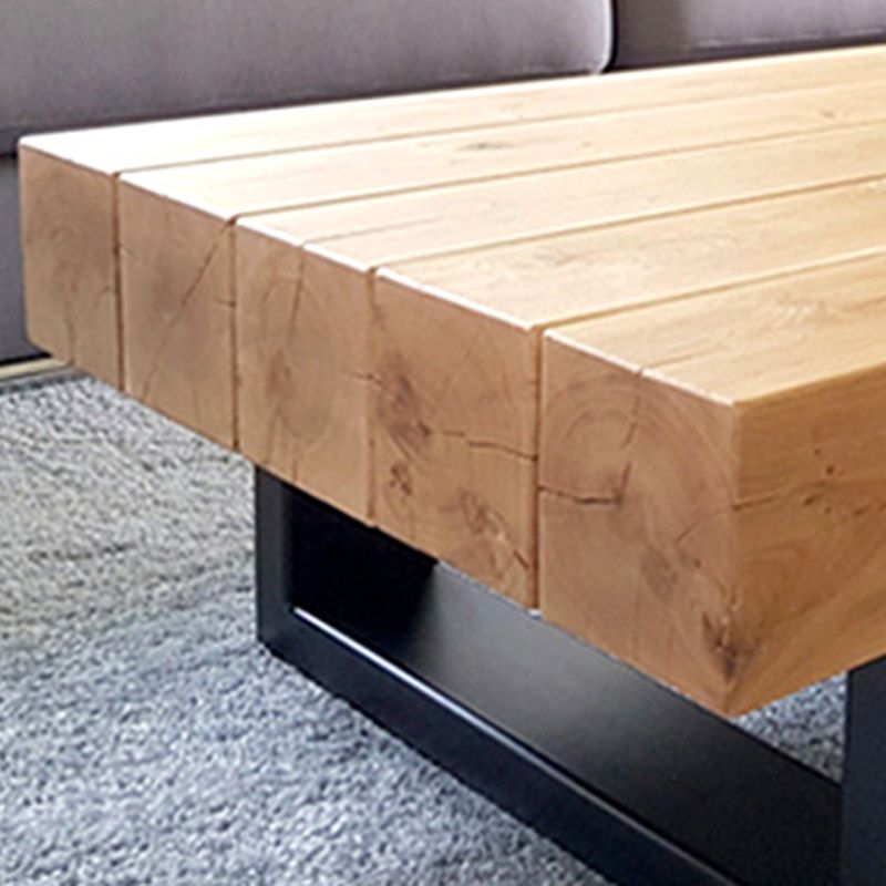 Solid Wood Coffee Table with Metal Sled Legs for Living Room Clearhalo 'Coffee & Accent Tables' 'Coffee Tables' 'coffee_tables' 'furn' 'furn_coffee_tables' 'Furniture' 'Living Room Furniture' 1200x1200_6a1c9117-ad74-40f0-b466-1428c593298f