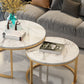 Glam Round Nesting Coffee Table with Marble Top and Metal Base