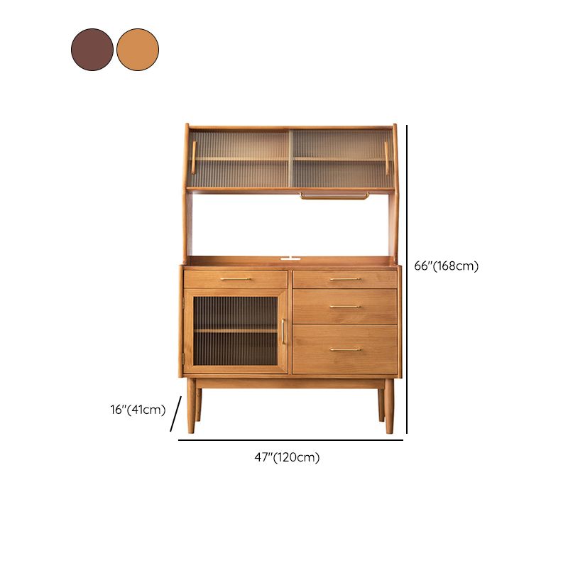 Nordic Style Pine Wood Storage Sideboard Cabinet with Glass Doors Clearhalo 'buffet_sideboard' 'Buffets & Sideboards' 'furn' 'furn_buffet_sideboard' 'Furniture' 'Kitchen & Dining Furniture' 1200x1200_6a20fe41-f626-4cef-9551-c2fdcdd4ced1