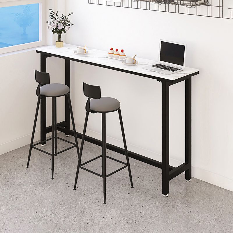 Modern White and Black Bistro Table Rectangle Footrest Cocktail Bar Table Clearhalo 'Bar Furniture' 'Bar Tables' 'bar_tables' 'furn' 'furn_bar_tables' 'Furniture' 'furniture_bar_tables' 'Kitchen & Dining Furniture' 1200x1200_6a2183d2-f0b6-4d38-a91e-44811ebcd3aa