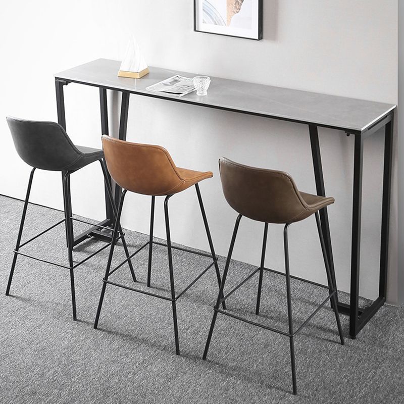 Metal Legs Bucket Bar Stool Industrial Faux Leather Armless Counter Stool Clearhalo 'Bar Furniture' 'Bar Stools' 'bar_stools' 'furn' 'furn_bar_stools' 'Furniture' 'Kitchen & Dining Furniture' 1200x1200_6a218900-442c-4db5-9d98-b90c1242cf66