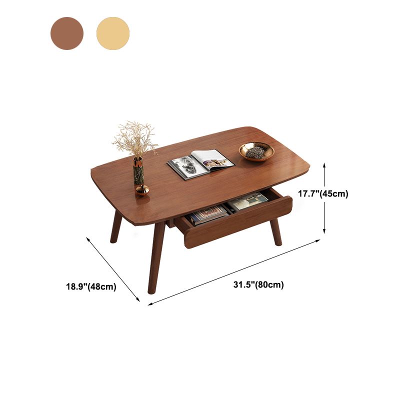 Solid Wood 4 Legs Coffee Table Rectangular Coffee Table with Storage Clearhalo 'Coffee & Accent Tables' 'Coffee Tables' 'coffee_tables' 'furn' 'furn_coffee_tables' 'Furniture' 'Living Room Furniture' 1200x1200_6a21d1f0-2ece-451d-9b2d-12b98e8f54f9