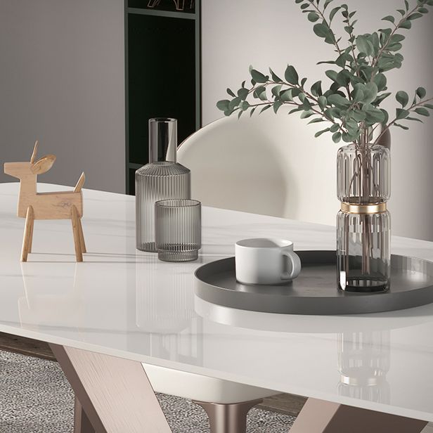 Traditional Luxury Dining Table Rectangle Sintered Stone Pedestal Table with Rose Gold Frame Clearhalo ' dining_table' 'Dining Tables & Seating' 'Dining Tables' 'furn' 'furn_dining_table' 'Furniture' 'furniture_dining_table' 'Kitchen & Dining Furniture' 'kitchen&dining_furn' 'kitchen' 'kitchen_dining_table' 1200x1200_6a224d67-39ea-44ee-bab0-b1e632c306a7