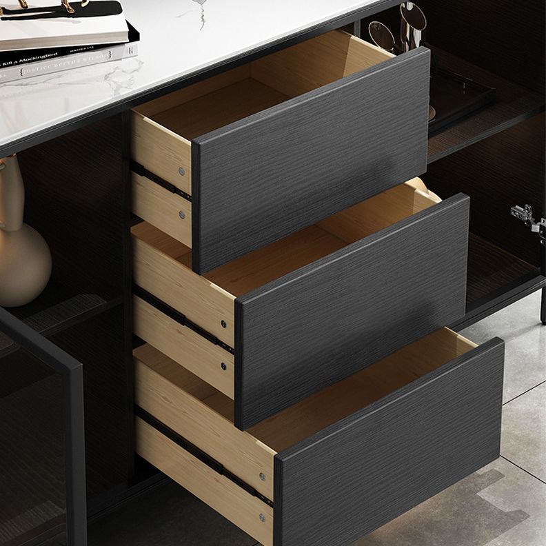 Modern Sideboard Buffet Cabinets Buffet Table with 3-Drawer and 2-Door Clearhalo 'buffet_sideboard' 'Buffets & Sideboards' 'furn' 'furn_buffet_sideboard' 'Furniture' 'Kitchen & Dining Furniture' 1200x1200_6a259a78-b18a-4cb2-962d-82c77357ecd3