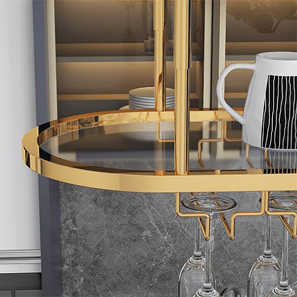 Gold Metal Kitchen Wine Holder with Glass Holder & Storage Shelf