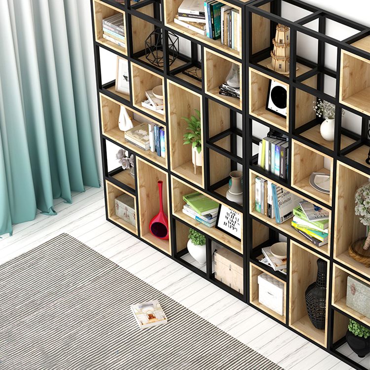 Estantería de estilo moderno marco de metal negro abiertamente estantería para la oficina en casa