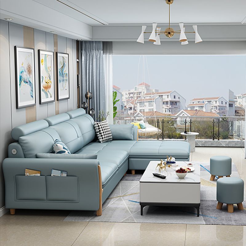 64 "W Scandinavo di divano sezionale in pelle trapuntata sezionale