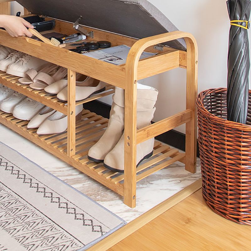 12.99" Wide Modern Entryway Cushioned Bench Bamboo Bench with Arms Clearhalo 'Benches' 'Chairs & Seating' 'furn' 'furn_benches' 'Furniture' 'Living Room Furniture' 1200x1200_6a2b1eda-c54f-439f-96d2-1e23c28c3f13