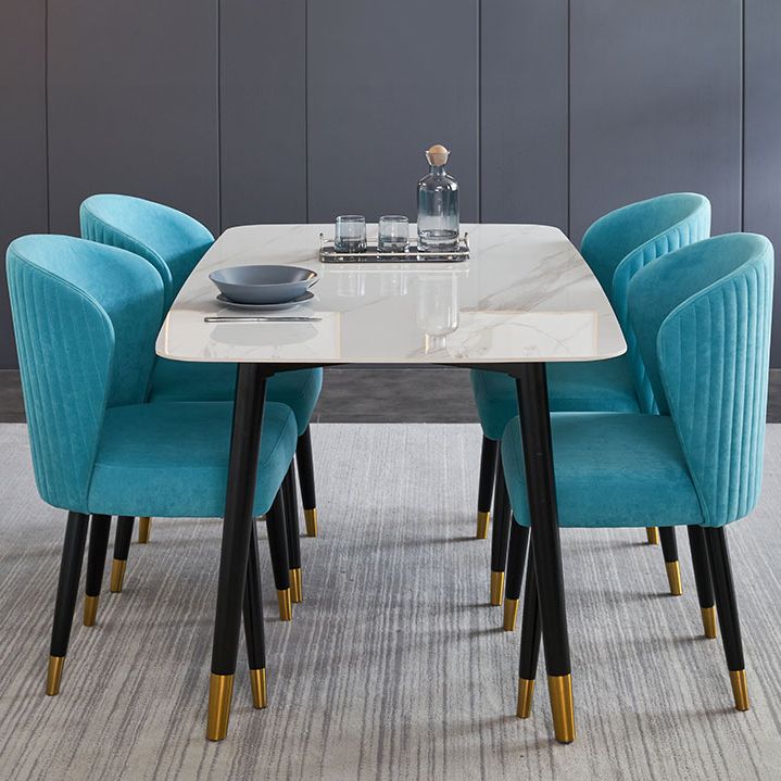Rectangle 4 Legs Luxury Table White Tone Fixed Table of Sintered Stone Clearhalo ' dining_table' 'Dining Tables & Seating' 'Dining Tables' 'furn' 'furn_dining_table' 'Furniture' 'furniture_dining_table' 'Kitchen & Dining Furniture' 'kitchen&dining_furn' 'kitchen' 'kitchen_dining_table' 1200x1200_6a2c42ef-140f-48a4-adac-f8dad6f7bf71