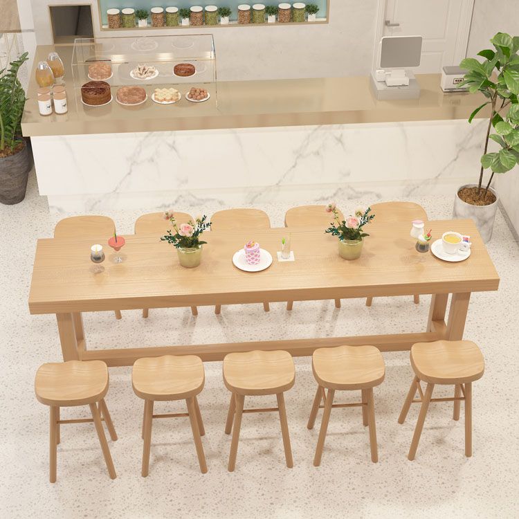 Tavolo da bar rettangolo in stile contemporaneo banda da bar in legno massello con base di cavalletto