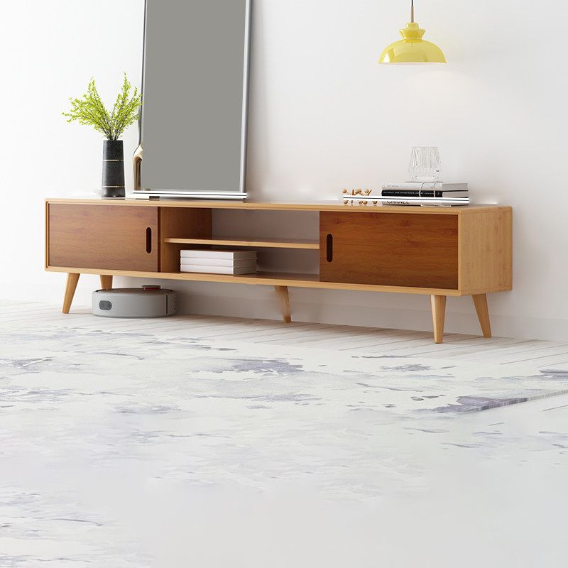 Moderne tv-standaard met 4 poten, massief houten tv-standaardconsole met verschuifbare opbergruimte