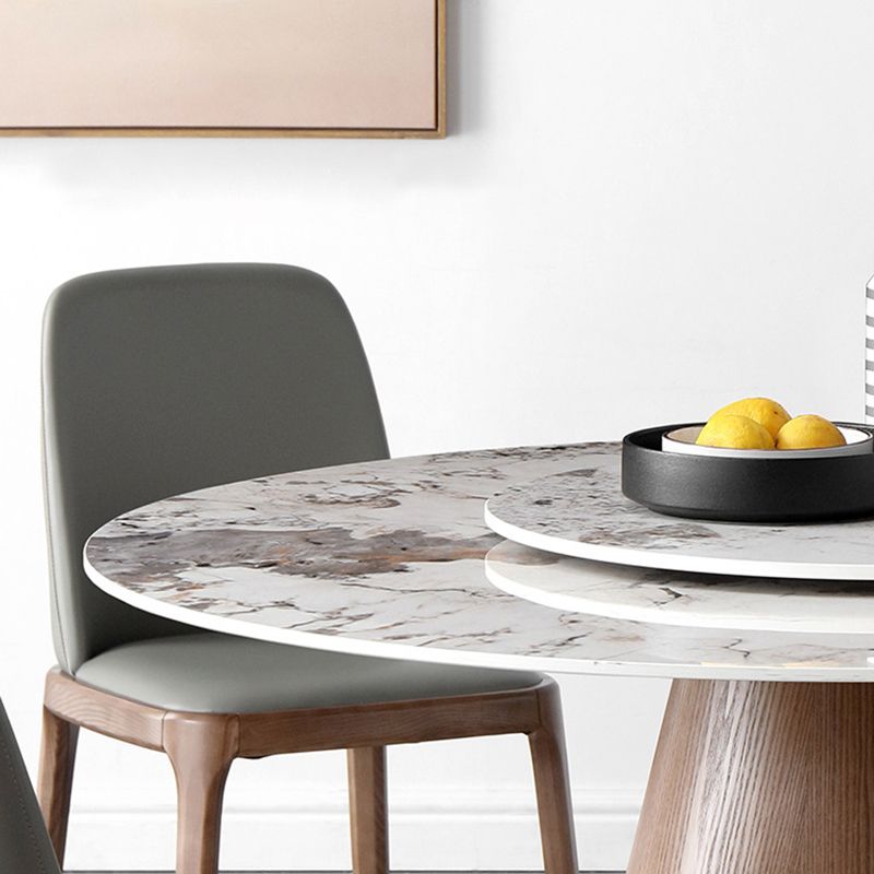 Round Sintered Stone Dining Table Stone Table in White with Pedestal Clearhalo 'Dining Tables & Seating' 'Dining Tables' 'dining_table' 'furn' 'furn_dining_table' 'Furniture' 'Kitchen & Dining Furniture' 1200x1200_6a3163c5-84de-4b58-a2ad-4ad6bd12b2a9