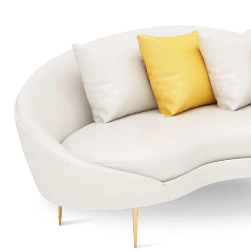 Faux Leather Seating Tight Back Tuxedo Arm Sofa Contemporary in Ivory