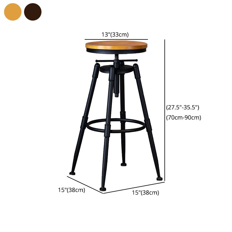 Industrial Adjustable Height Footrest Iron Bar Stool 27.55" Kitchen Stool with Black Legs Clearhalo 'Bar Furniture' 'Bar Stools' 'bar_stools' 'furn' 'furn_bar_stools' 'furniture_bar_stools' 'Kitchen & Dining Furniture' 'kitchen&dining_furn' 'kitchen' 'kitchen_furn' Furniture' 1200x1200_6a3264cf-8883-4eef-95aa-a348cd7ddff7