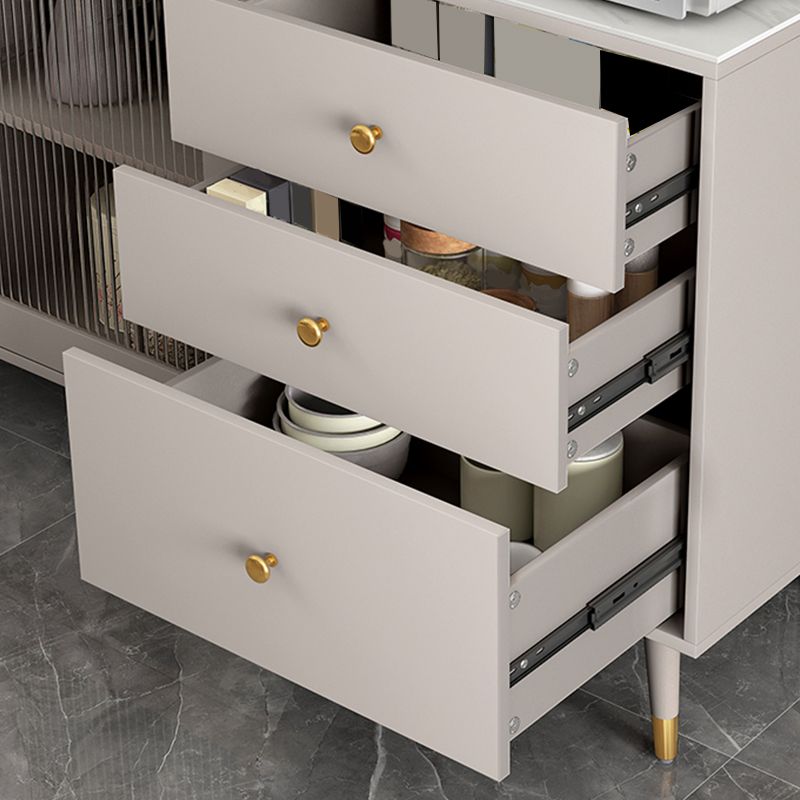 Modern Glass Doors Server 3 Drawers and Doors Cabinets Buffet Sideboard with LED Lights Clearhalo 'buffet_sideboard' 'Buffets & Sideboards' 'furn' 'furn_buffet_sideboard' 'Furniture' 'Kitchen & Dining Furniture' 1200x1200_6a351e09-ec78-480a-b168-0218dd377982