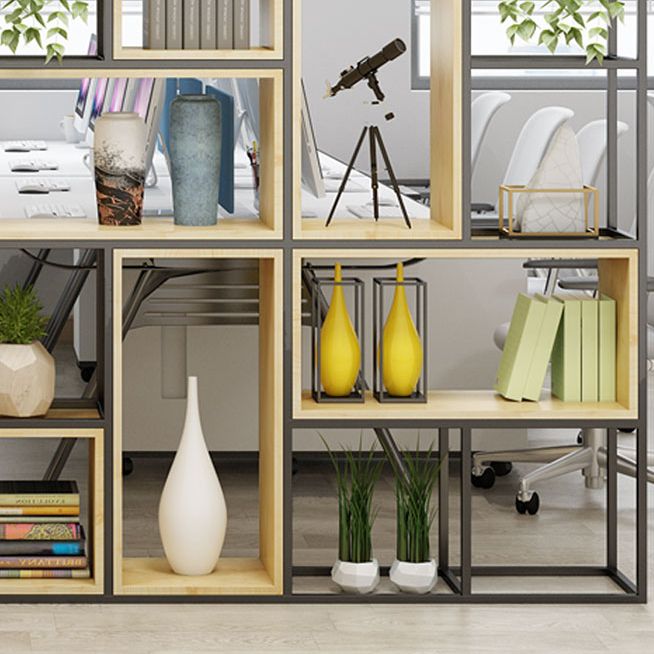 Metal and Wood Book Shelf Etagere Modern Open Shelf Bookcase for Bedroom