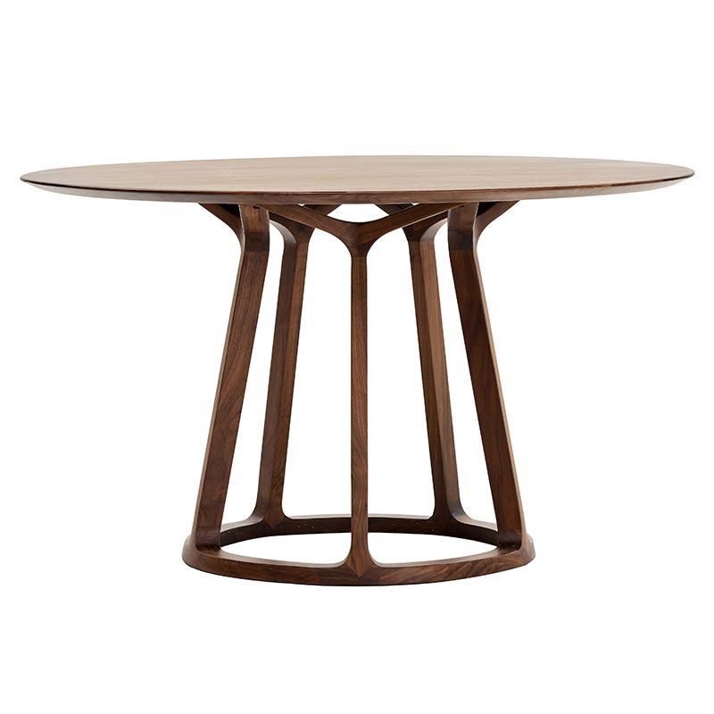 Round Pedestal Simplicity Dining Table Brown Tone Fixed Table with Pinewood Solid Wood Clearhalo 'Dining Tables & Seating' 'Dining Tables' 'dining_table' 'furn' 'furn_dining_table' 'Furniture' 'furniture_dining_table' 'Kitchen & Dining Furniture' 1200x1200_6a37600a-ace8-4b1e-ab6c-91aa78d43866