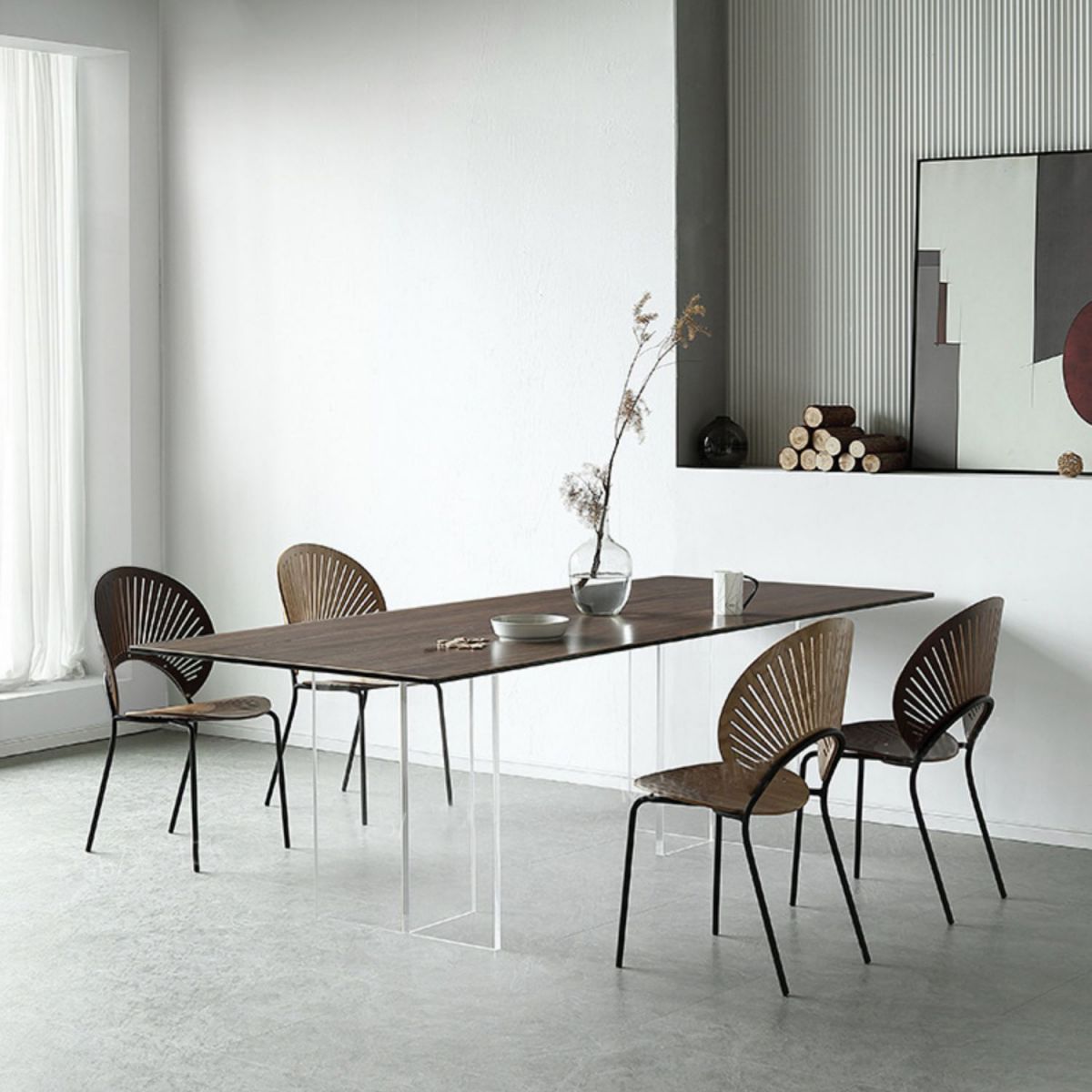 Rectangle Dining Table Acrylic Base Table for Kitchen Dining Room Clearhalo 'Dining Tables & Seating' 'Dining Tables' 'dining_table' 'furn' 'furn_dining_table' 'Furniture' 'Kitchen & Dining Furniture' 1200x1200_6a38df2d-ef0e-471f-a15b-b6af959119aa