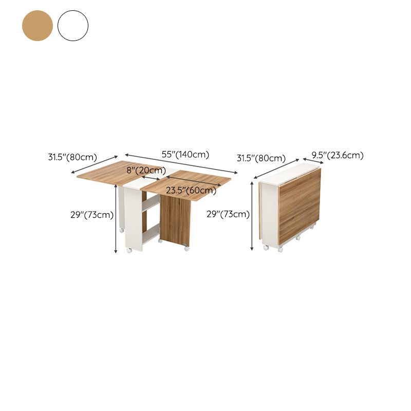 Modern Folding Dining Table Rectangle Wooden Tabletop with Storage Clearhalo 'Dining Tables & Seating' 'Dining Tables' 'dining_table' 'furn' 'furn_dining_table' 'Furniture' 'Kitchen & Dining Furniture' 1200x1200_6a38ecd4-d2f0-47b0-a46f-22e8a8985f18