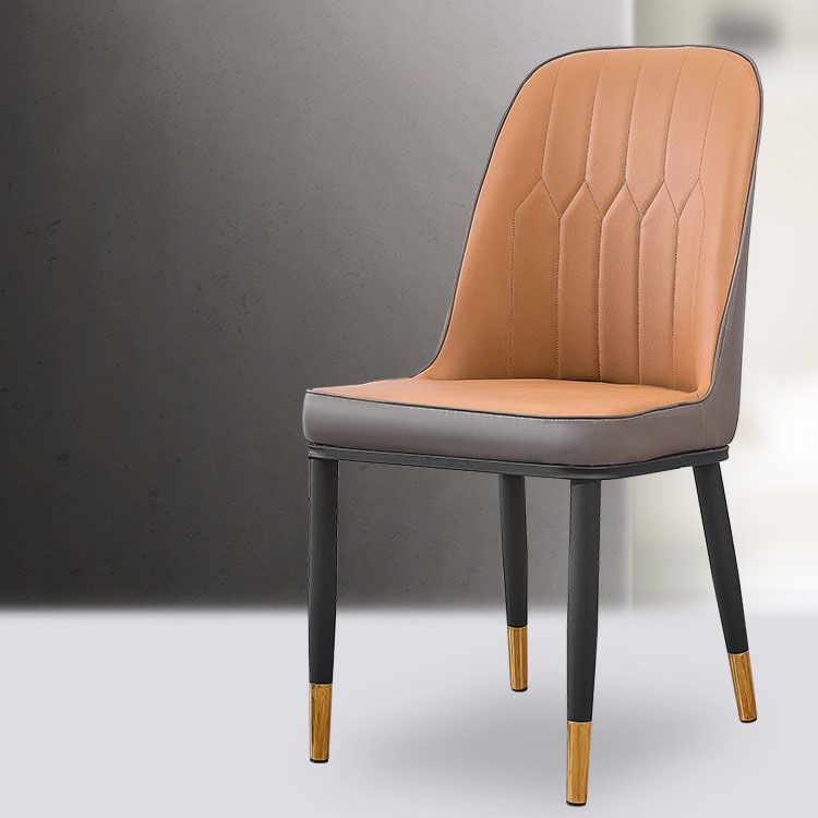 Modern Style Metal Armless Chair Faux Leather Side Chair for Dining Room Clearhalo 'Dining Chairs' 'Dining Tables & Seating' 'dining_chair' 'furn' 'furn_dining_chair' 'Furniture' 'furniture_dining_chair' 'Kitchen & Dining Furniture' 1200x1200_6a3a3caf-94ef-4f66-a0c3-b8235eff93db