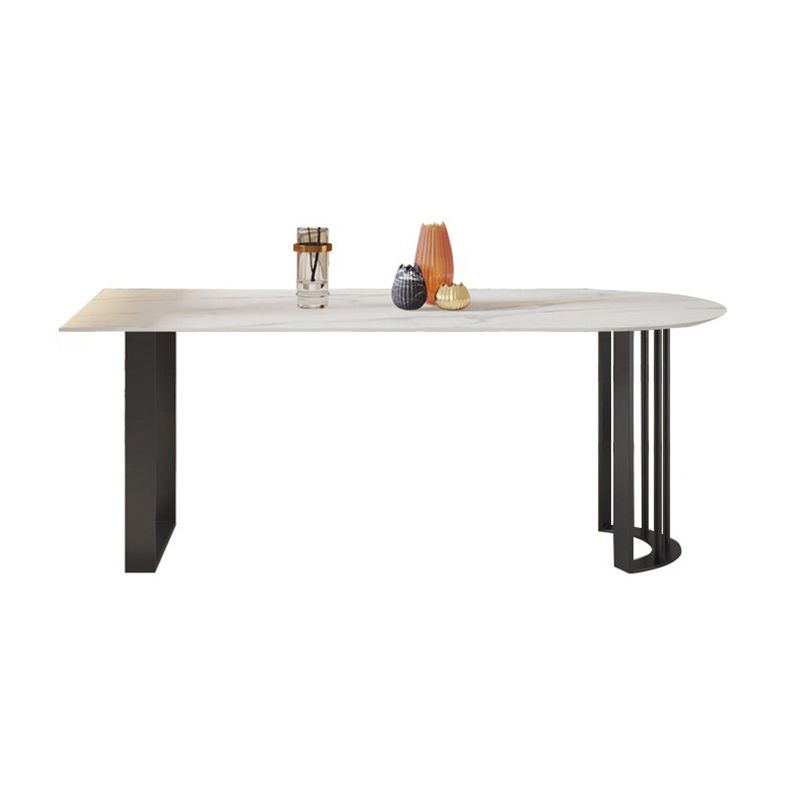 Metal Double Pedestal Dining Table Free Form Modern Dining Table