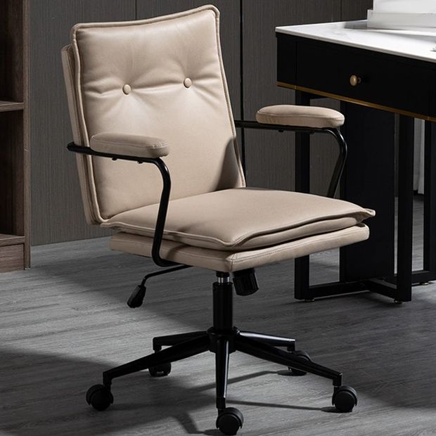 Swivel Computer Desk Chair with Padded Arms Black Frame Modern Office Chair Clearhalo 'furn' 'furn_office_chair' 'Furniture' 'furniture_office_chair' 'Office Chairs' 'Office Furniture' 'office_chair' 1200x1200_6a3d6e74-8301-4fe2-9e87-81bfaa4aa8e6