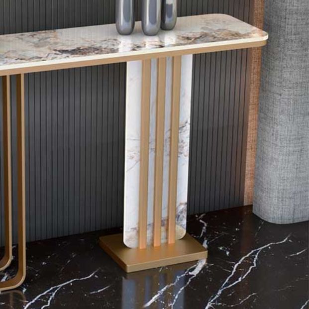 Tavolo da console di base glam con rettangolo di accento superiore per la sala per sala