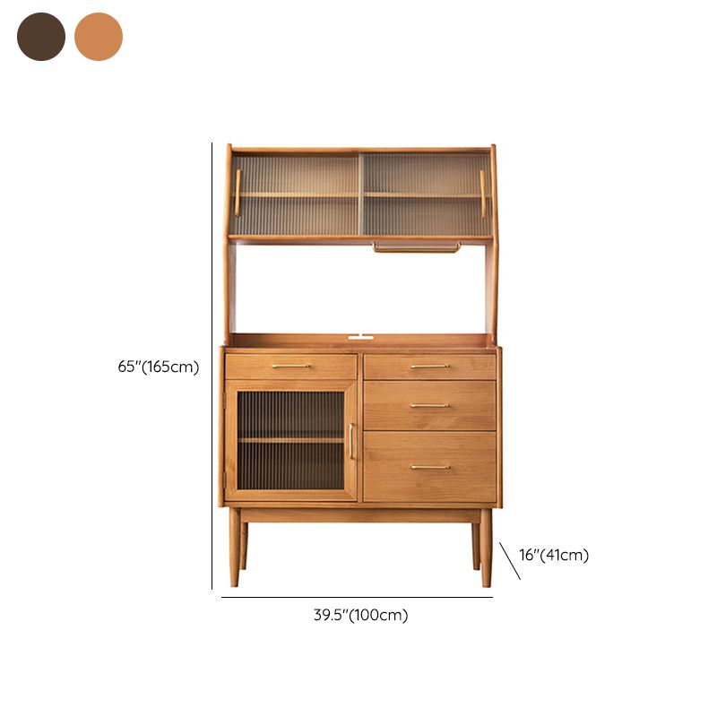 Contemporary Dining Hutch Pine Glass Doors Storage Cabinet for Living Room Clearhalo 'Display & China Cabinets' 'display_china_cabinets' 'furn' 'furn_display_china_cabinets' 'Furniture' 'Kitchen & Dining Furniture' 1200x1200_6a42875e-24ec-42e7-94f6-ba285a9859a5