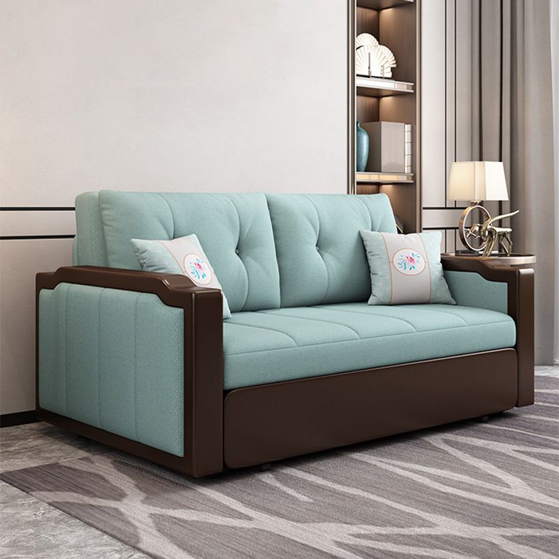 Contemporary Tufted Fabric Sofa Bed with Square Arms in Blue Clearhalo 'furn' 'furn_sofas' 'Furniture' 'Living Room Furniture' 'Sofa' 'sofas' 1200x1200_6a43f76e-c4cc-4e4b-9d81-bfb49faf7e44