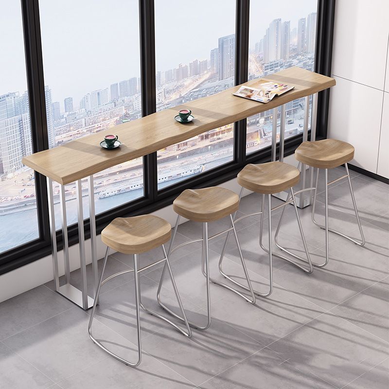 Modern Rectangle Solid Wood Bar Table Set 1/3/5 Pieces Counter Table with Backless Stools Clearhalo 'Bar Furniture' 'furn' 'furn_home_bar_bar_sets' 'Furniture' 'Home Bars & Bar Sets' 'home_bar_bar_sets' 'Kitchen & Dining Furniture' 1200x1200_6a446e51-1708-4542-a735-dbf05db9b5e8