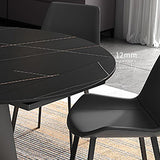 Contemporary Round Dining Table Sintered Stone Table with Metal Base for Kitchen