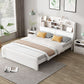 Modern Platform Bed 39.37" High Solid Wood Bed Frame with Shelves and Mattress