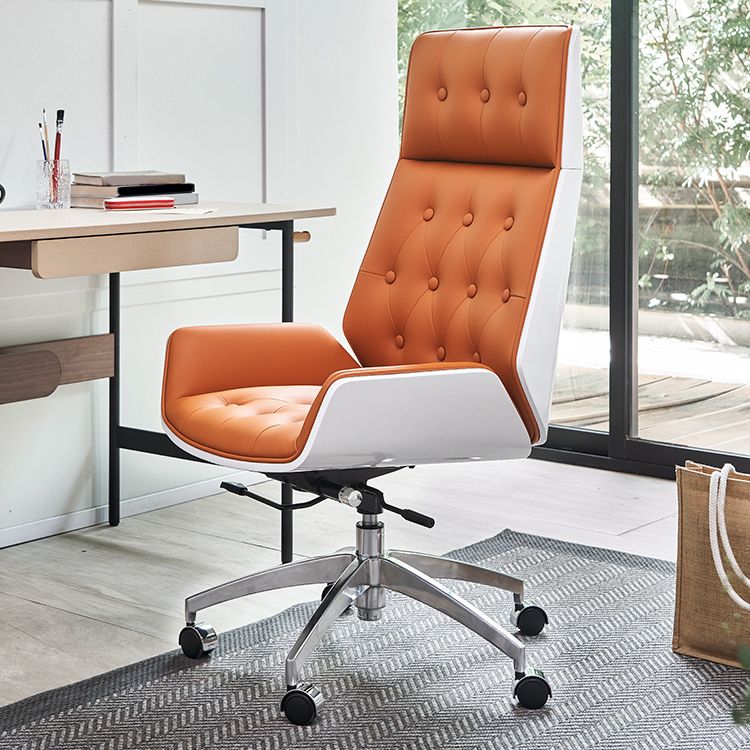 Sedia da ufficio moderna senza braccio meccanismo di inclinazione in pelle senza sedia angosciante con ruote