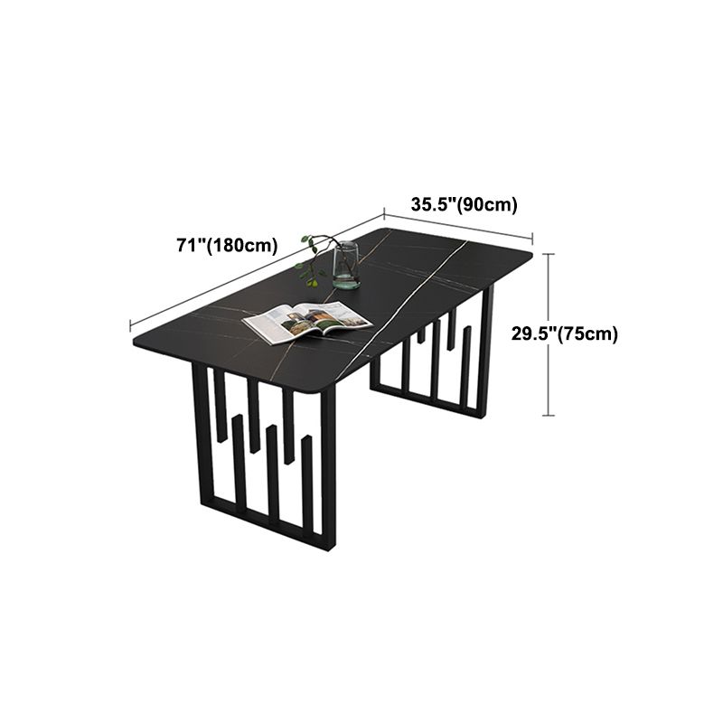 Traditional Luxury Dining Table Metal Double Pedestal Rectangle Counter Dining Table Clearhalo 'Dining Tables & Seating' 'Dining Tables' 'dining_table' 'furn' 'furn_dining_table' 'Furniture' 'furniture_dining_table' 'Kitchen & Dining Furniture' 'kitchen' 'kitchen_dining_table' 1200x1200_6a481049-a020-4743-b1da-d332b1db8eff