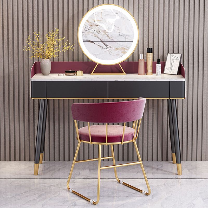 Scrivania per vanity per trucco con top in pietra contemporanea con cassetto in legno