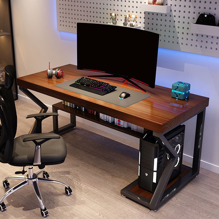 Mesa de oficina de dormitorio rectángulo escritorio de escritura de madera maciza con estantes